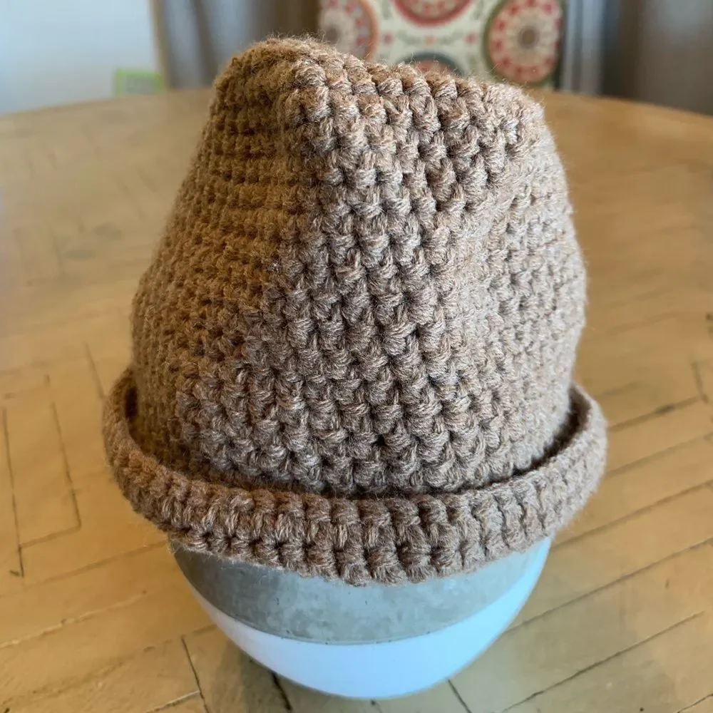 Mud Pie Knit Infant Fedora Hat Light Brown Taupe Boho Boutique Soft NWOT